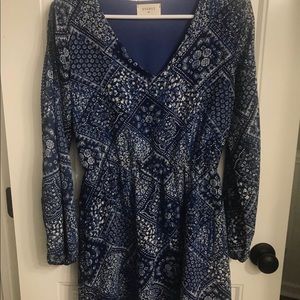 Blue and White Paisley Print Dress